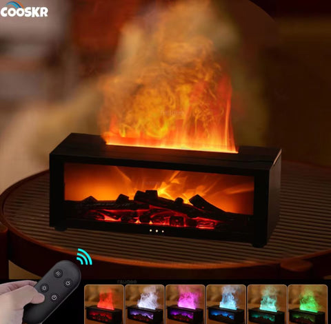 Flame Effect Aroma Humidifier with Essential Oils | Automatic Fragrance Diffuser with LED Lighting & Remote Control