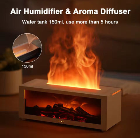 Flame Effect Aroma Humidifier with Essential Oils | Automatic Fragrance Diffuser with LED Lighting & Remote Control